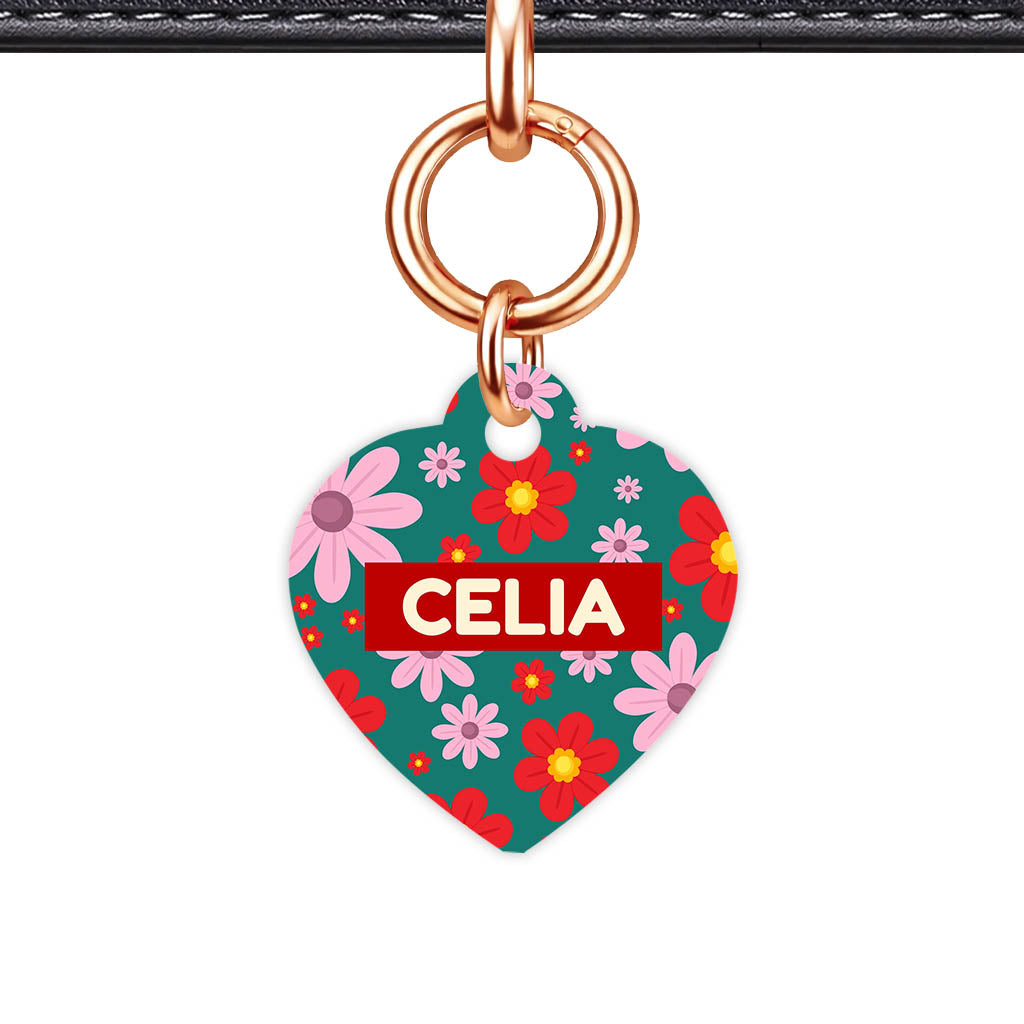 Pink Flowers QR Smart Pet Id Tag (Dog Tag & Cat Tag)