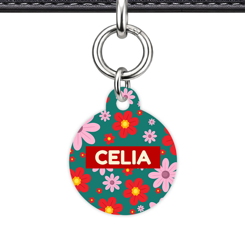 Pink Flowers Classic Pet Id (Dog Tag & Cat Tag)