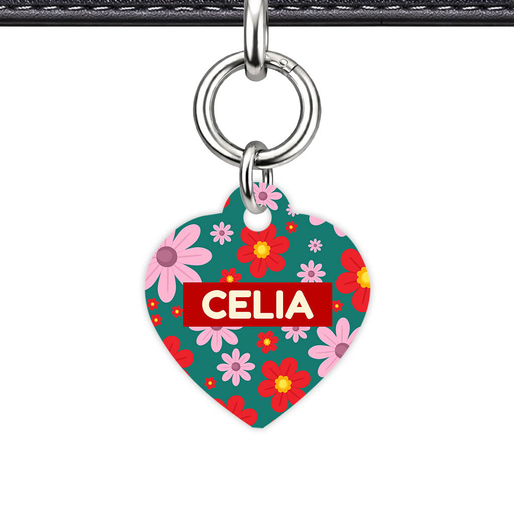 Pink Flowers QR Smart Pet Id Tag (Dog Tag & Cat Tag)
