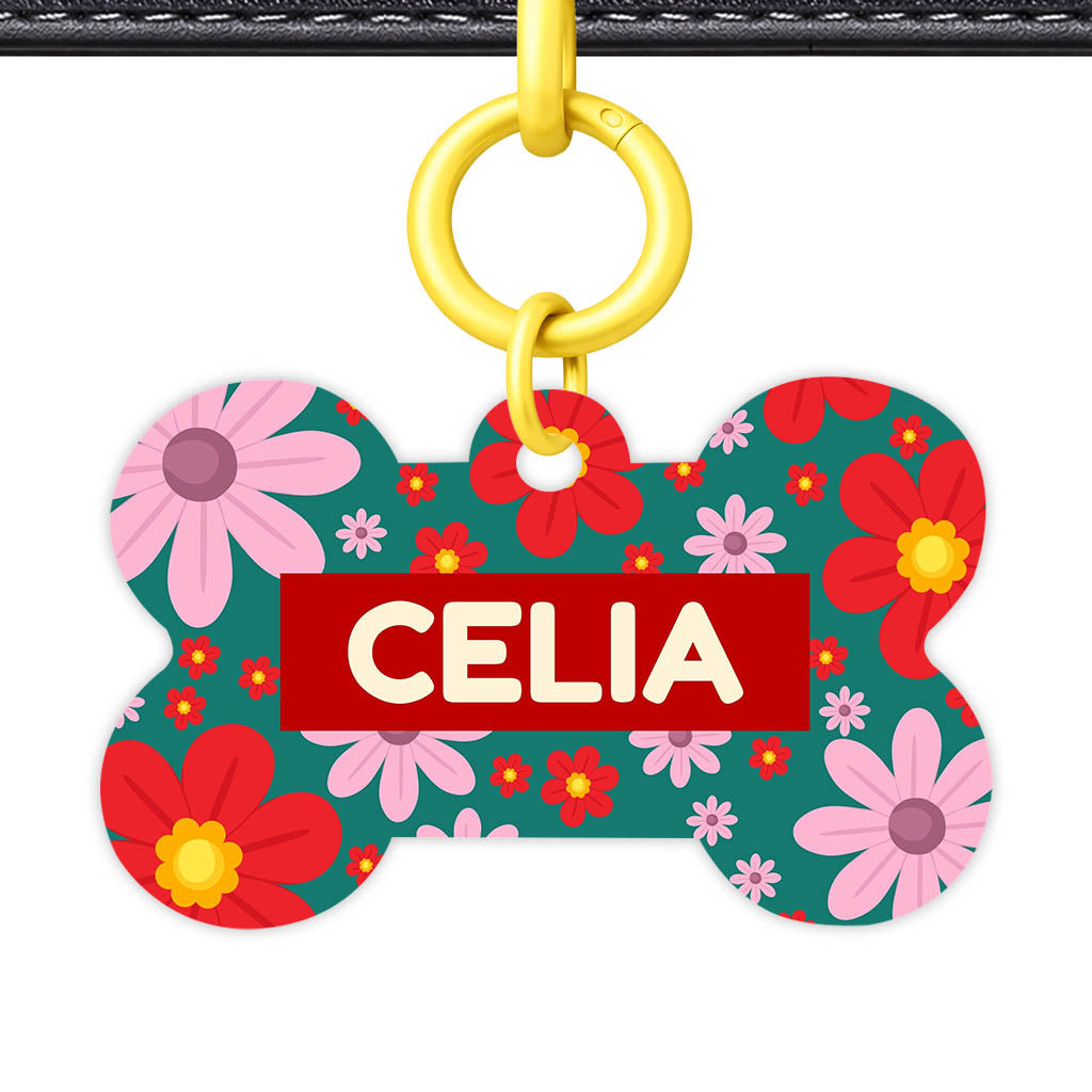 Pink Flowers Classic Pet Id (Dog Tag & Cat Tag)