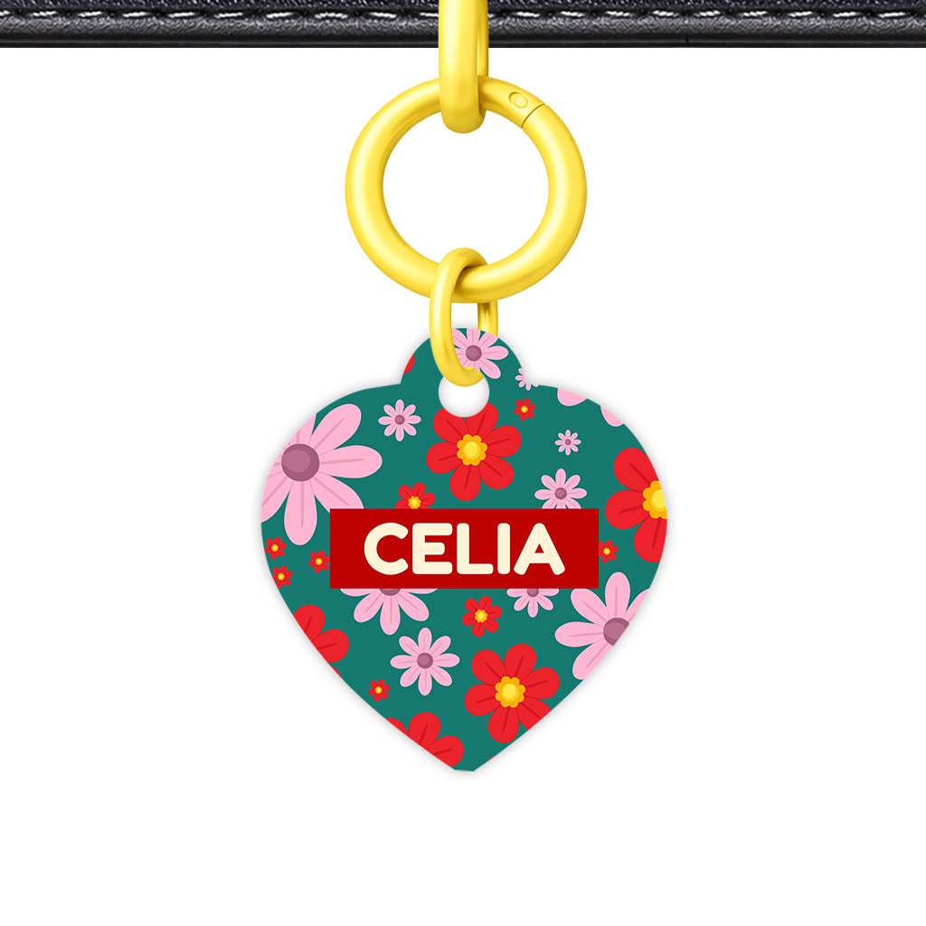 Pink Flowers QR Smart Pet Id Tag (Dog Tag & Cat Tag)