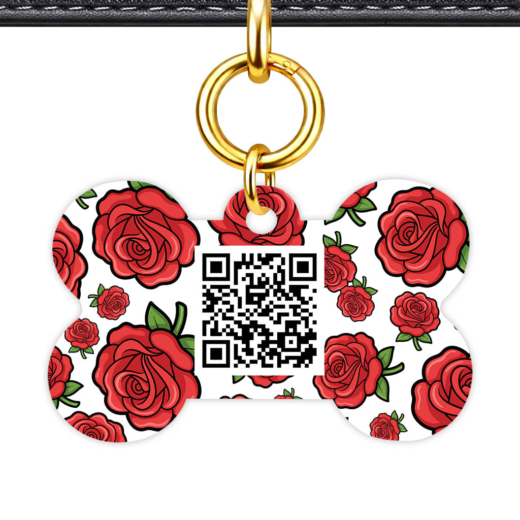 Roses QR Smart Pet Id Tag (Dog Tag & Cat Tag)