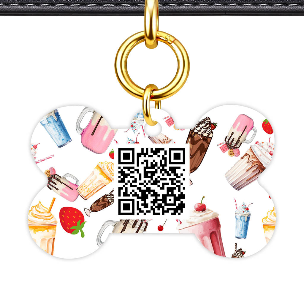 Milkshake and Diners QR Smart Pet Id Tag (Dog Tag & Cat Tag)