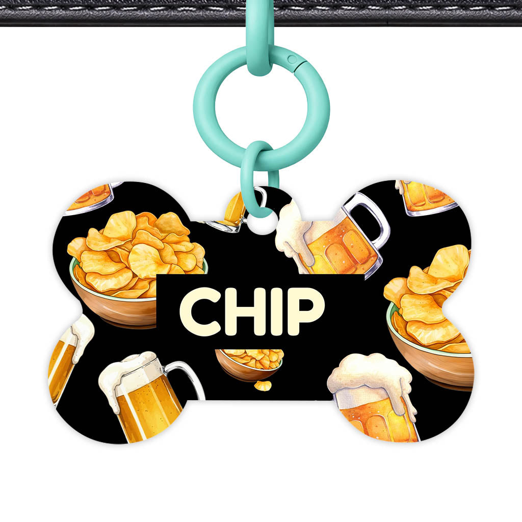 Beer and Crisps QR Smart Pet Id Tag (Dog Tag & Cat Tag)