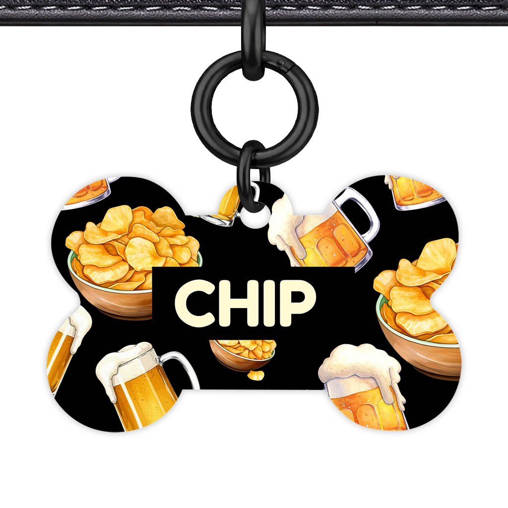 Beer and Crisps QR Smart Pet Id Tag (Dog Tag & Cat Tag)