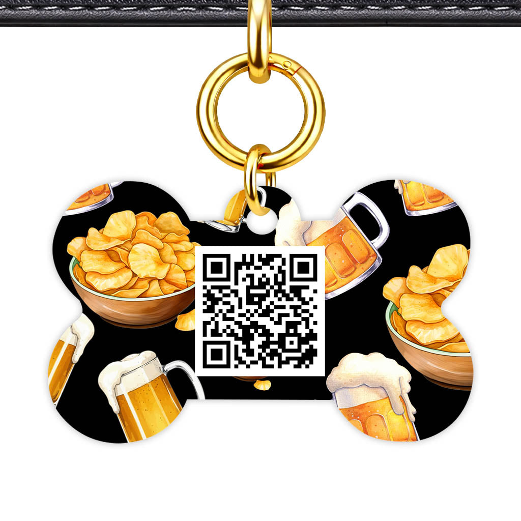 Beer and Crisps QR Smart Pet Id Tag (Dog Tag & Cat Tag)