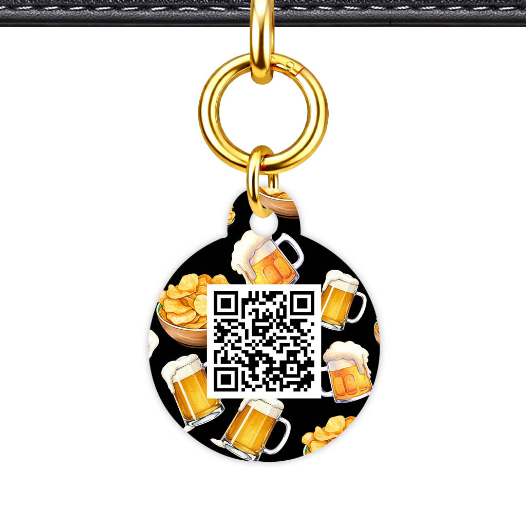 Beer and Crisps QR Smart Pet Id Tag (Dog Tag & Cat Tag)