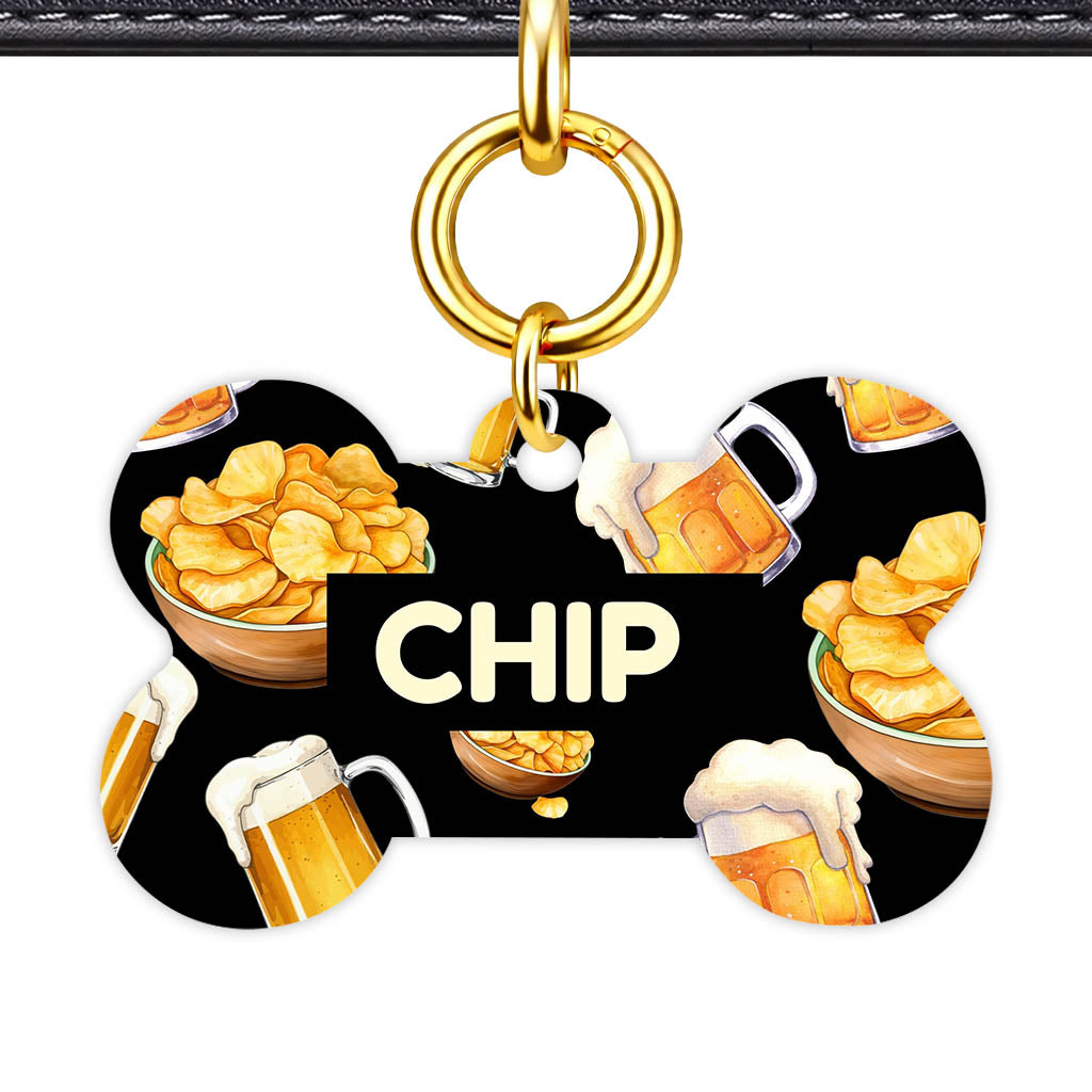 Beer and Crisps QR Smart Pet Id Tag (Dog Tag & Cat Tag)