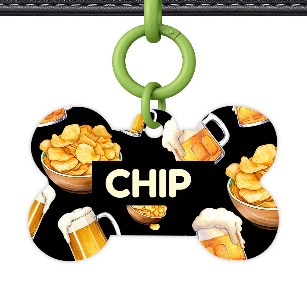 Beer and Crisps QR Smart Pet Id Tag (Dog Tag & Cat Tag)