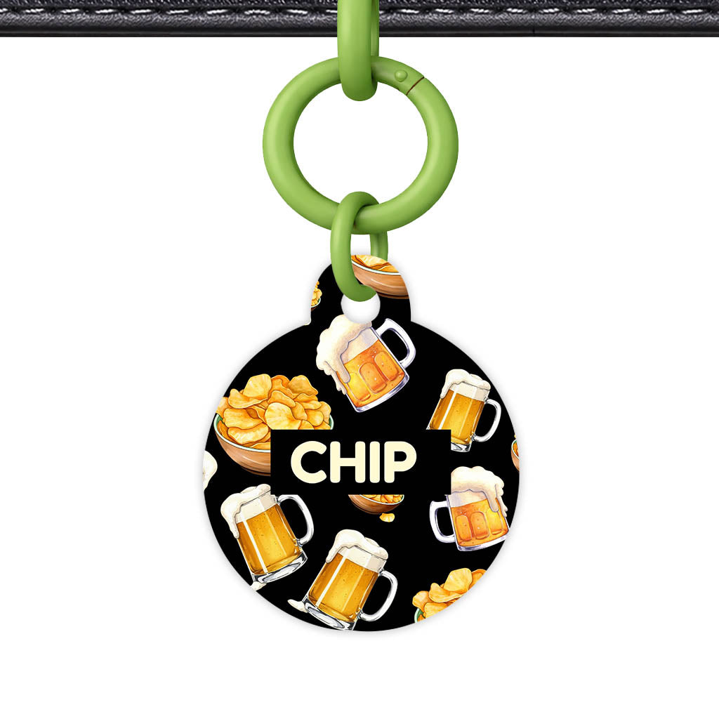 Beer and Crisps QR Smart Pet Id Tag (Dog Tag & Cat Tag)