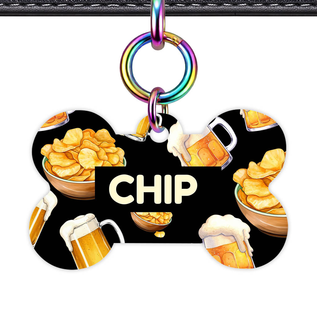 Beer and Crisps QR Smart Pet Id Tag (Dog Tag & Cat Tag)