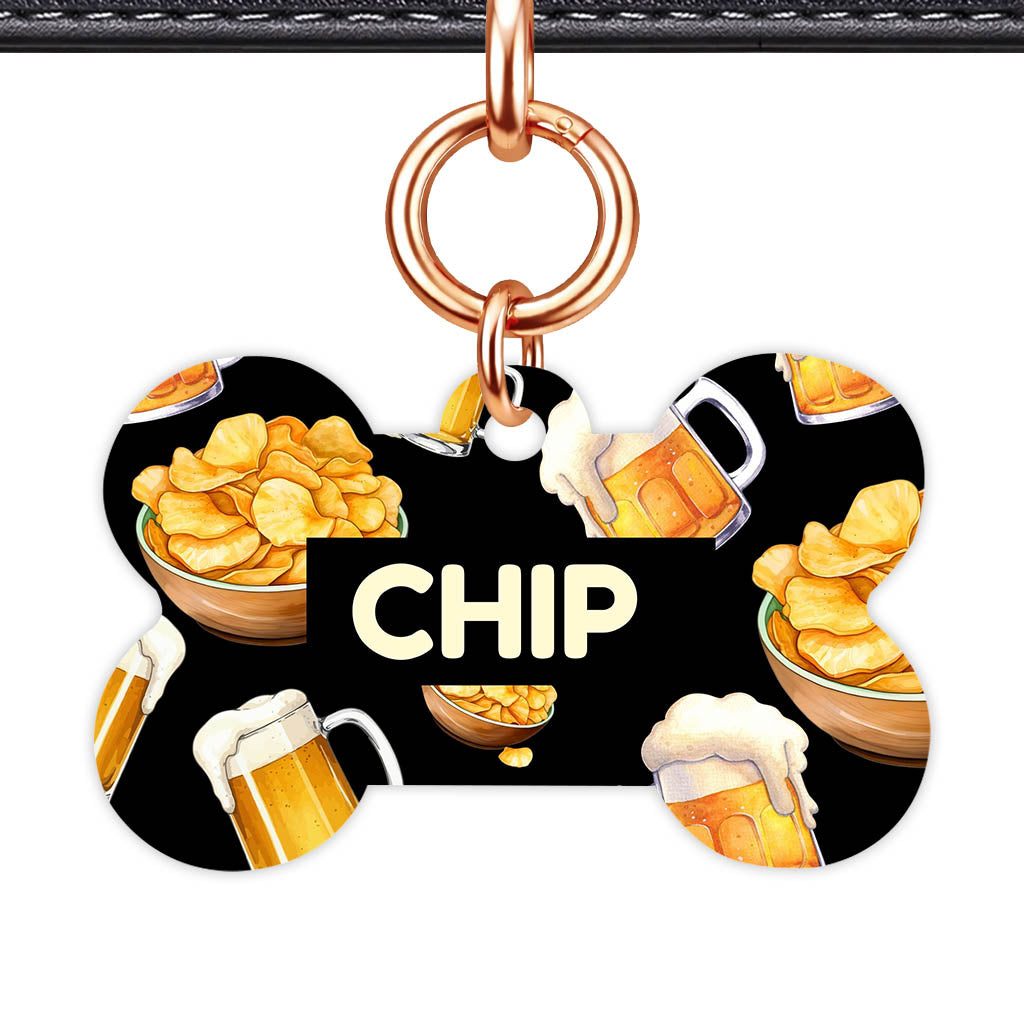 Beer and Crisps QR Smart Pet Id Tag (Dog Tag & Cat Tag)