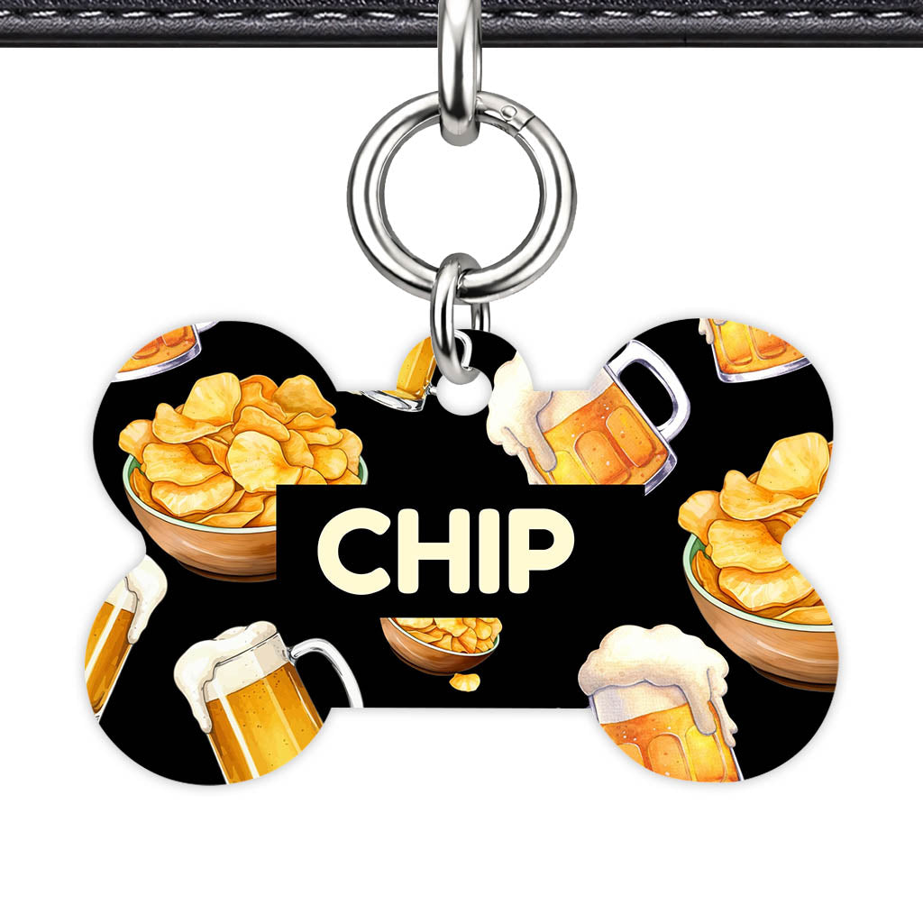 Beer and Crisps QR Smart Pet Id Tag (Dog Tag & Cat Tag)