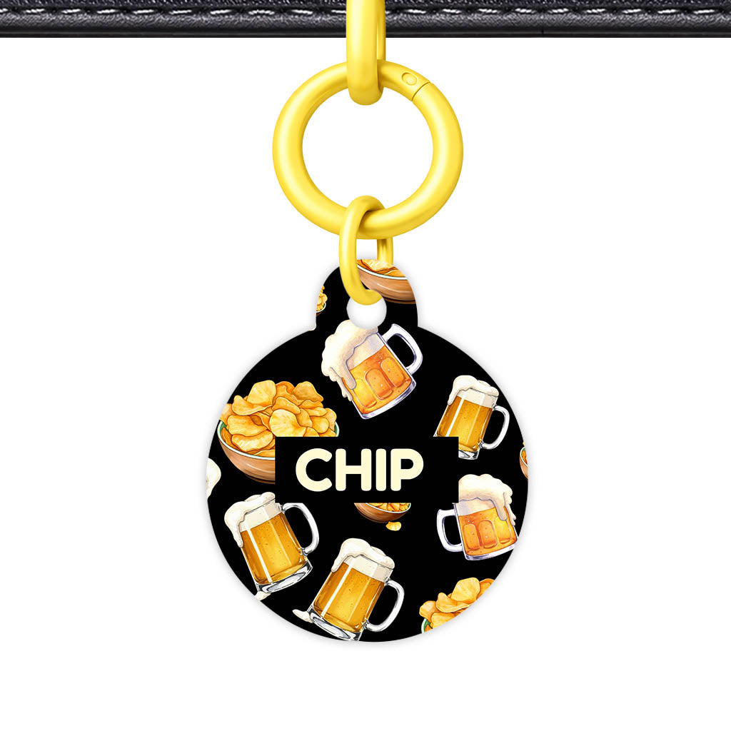 Beer and Crisps QR Smart Pet Id Tag (Dog Tag & Cat Tag)