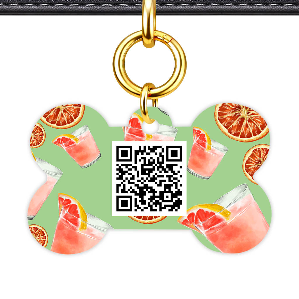 Pink Cocktails QR Smart Pet Id Tag (Dog Tag & Cat Tag)