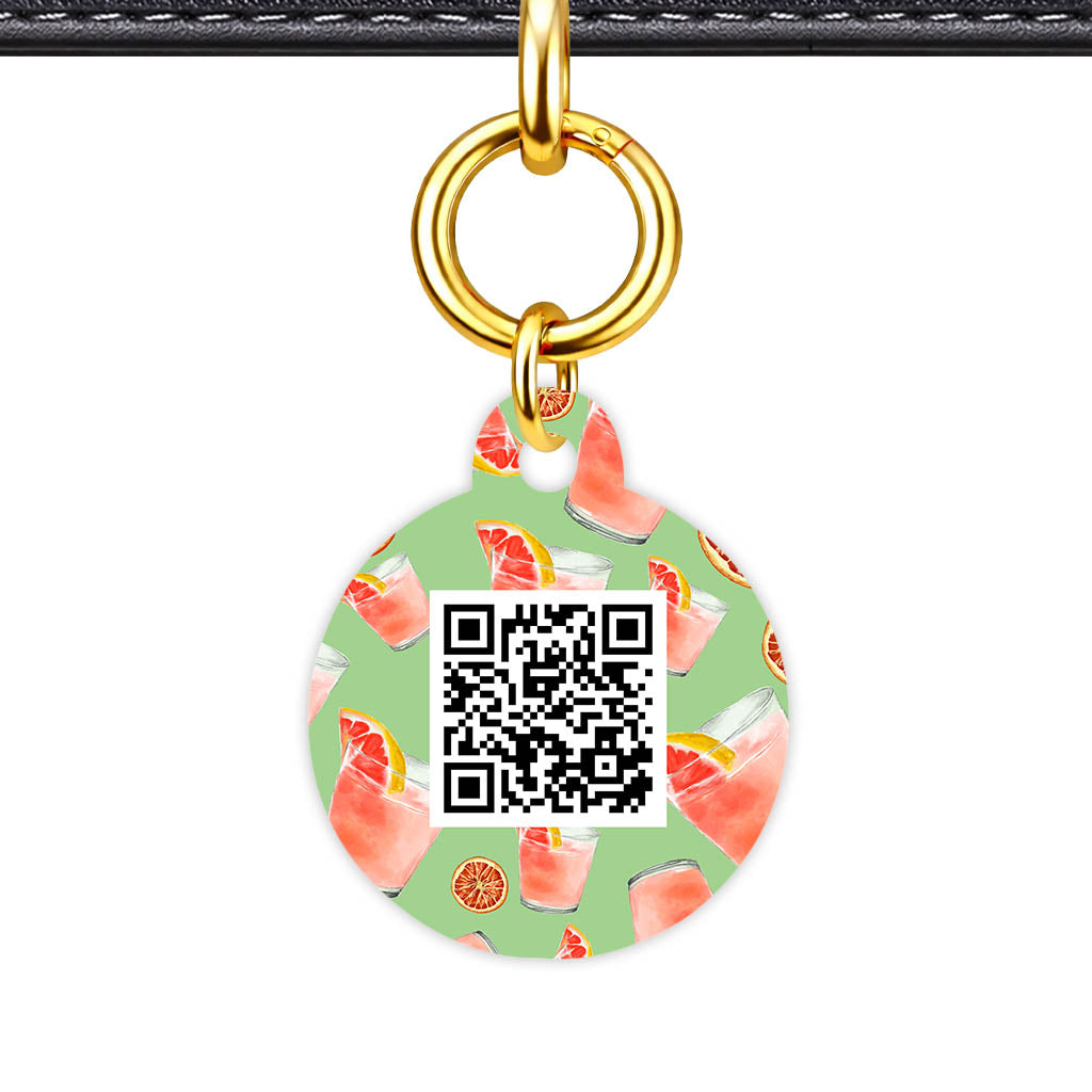 Pink Cocktails QR Smart Pet Id Tag (Dog Tag & Cat Tag)