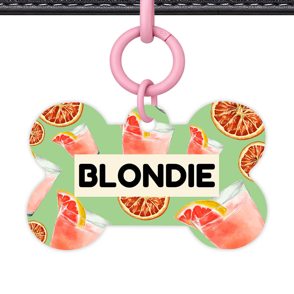 Pink Cocktails QR Smart Pet Id Tag (Dog Tag & Cat Tag)