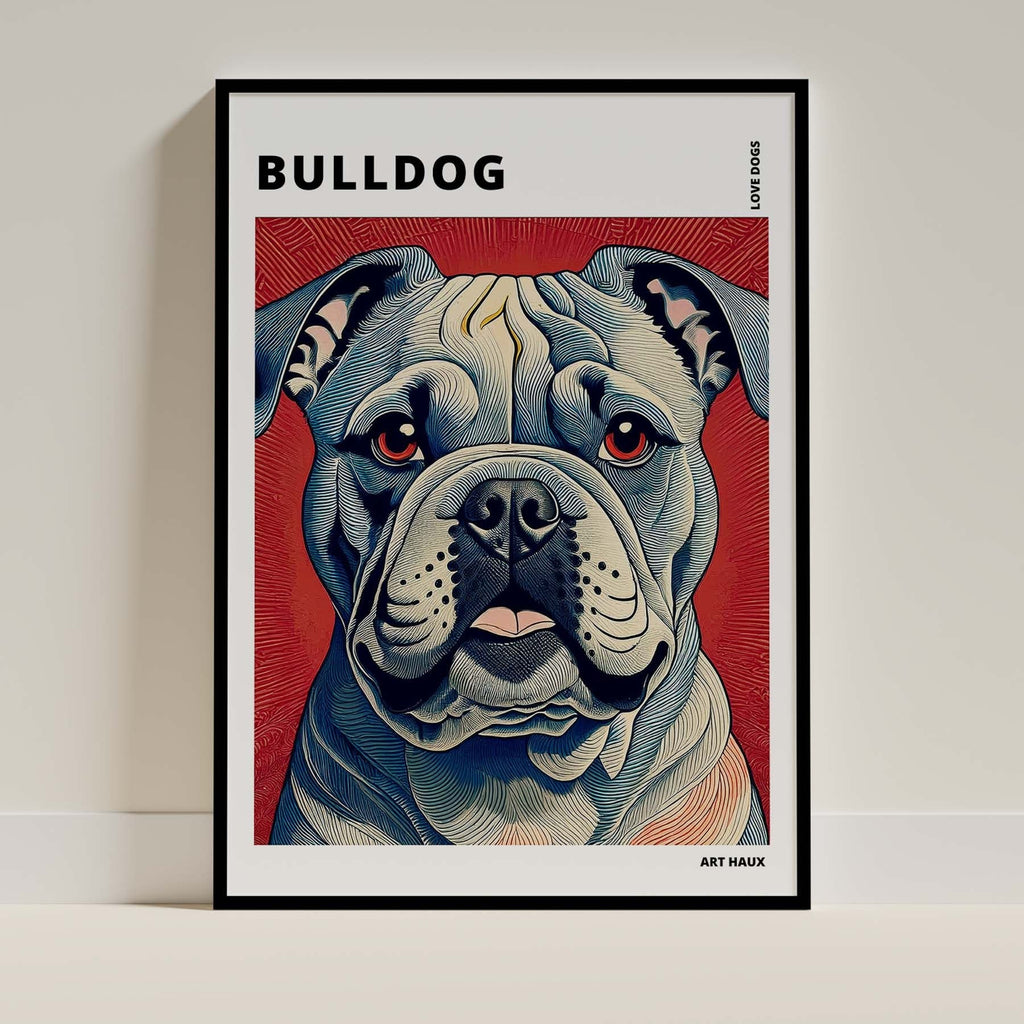 Bulldog Hokusai Japanese Inspired Dog Series with Text image 0