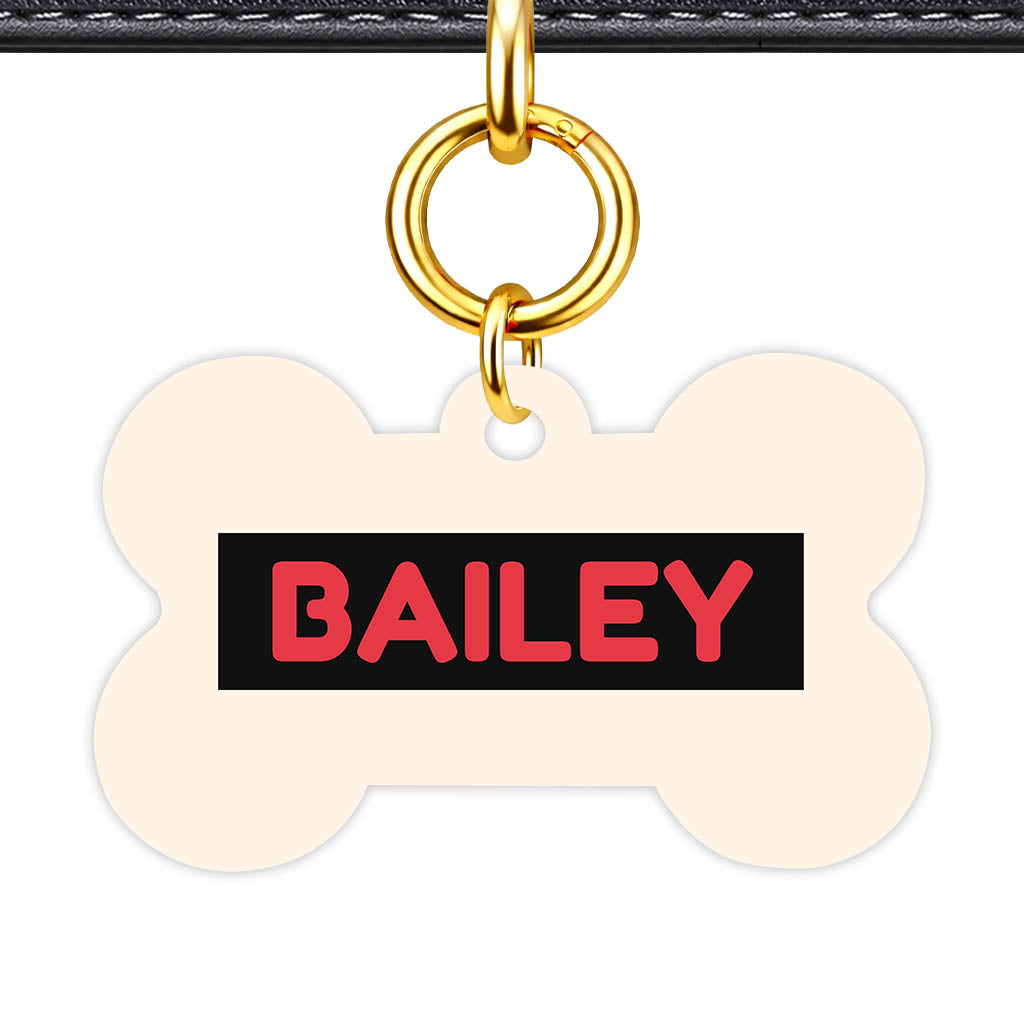 Red and Cream Classic Pet Id - detail view