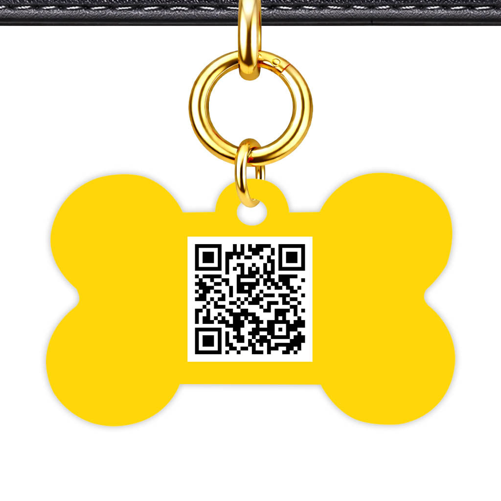 Yellow Bold QR Smart Pet Id Tag (Dog Tag & Cat Tag)