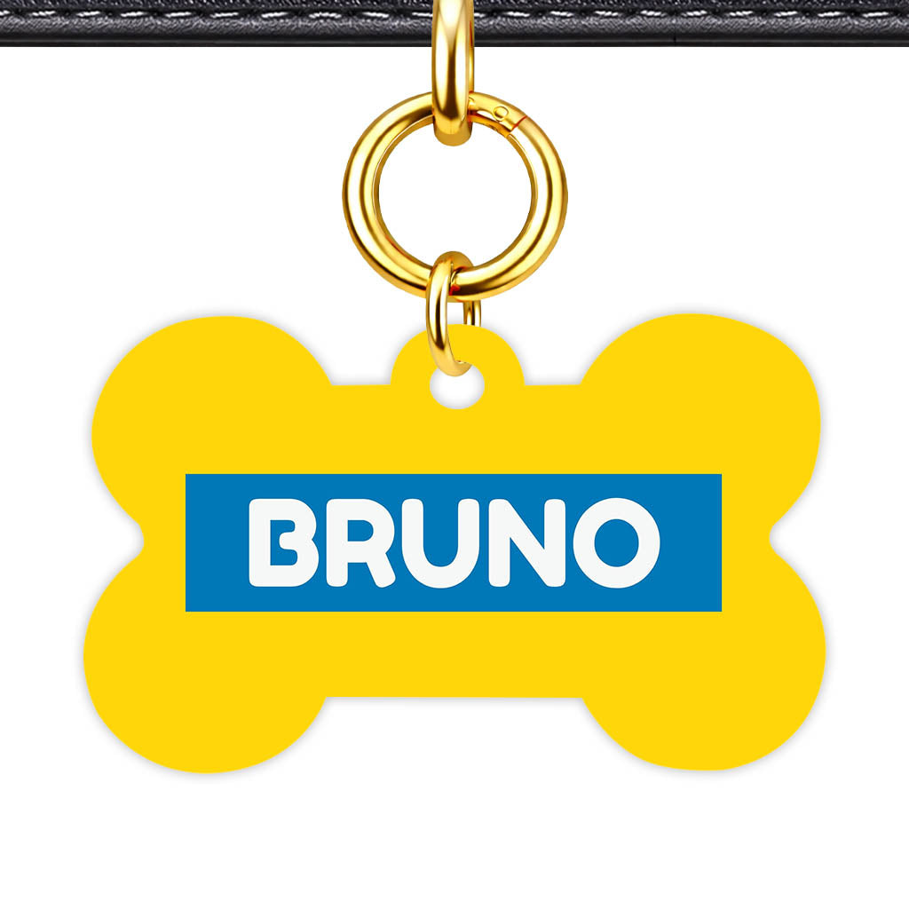 Yellow Bold QR Smart Pet Id Tag (Dog Tag & Cat Tag)