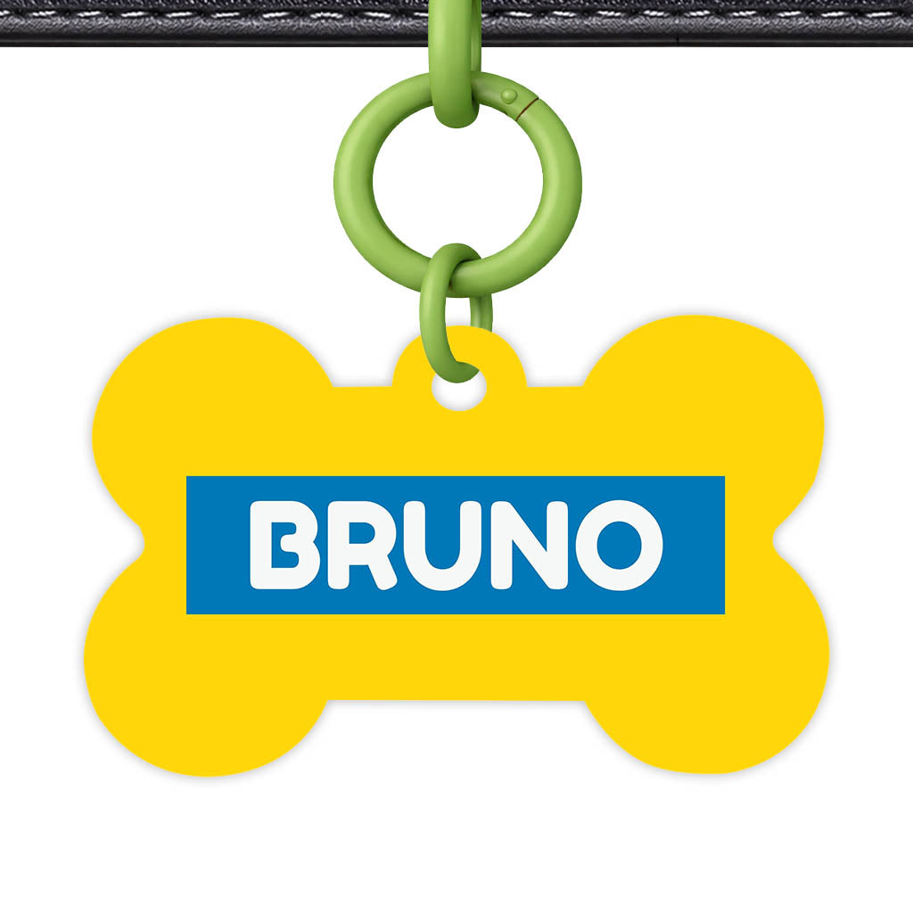Yellow Bold QR Smart Pet Id Tag (Dog Tag & Cat Tag)