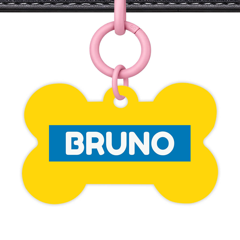 Yellow Bold QR Smart Pet Id Tag (Dog Tag & Cat Tag)