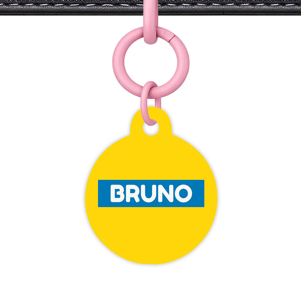 Yellow Bold QR Smart Pet Id Tag (Dog Tag & Cat Tag)