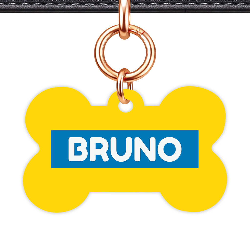 Yellow Bold QR Smart Pet Id Tag (Dog Tag & Cat Tag)