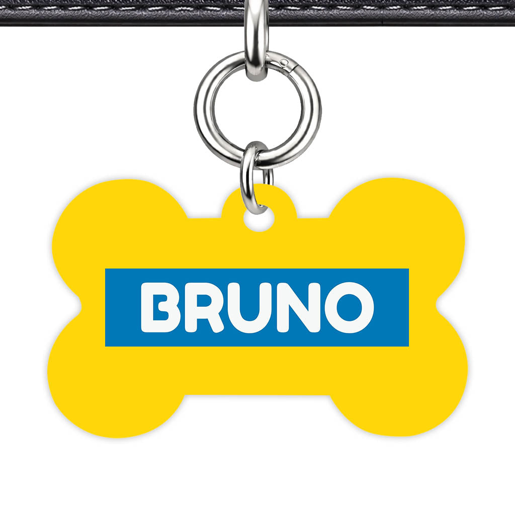 Yellow Bold QR Smart Pet Id Tag (Dog Tag & Cat Tag)