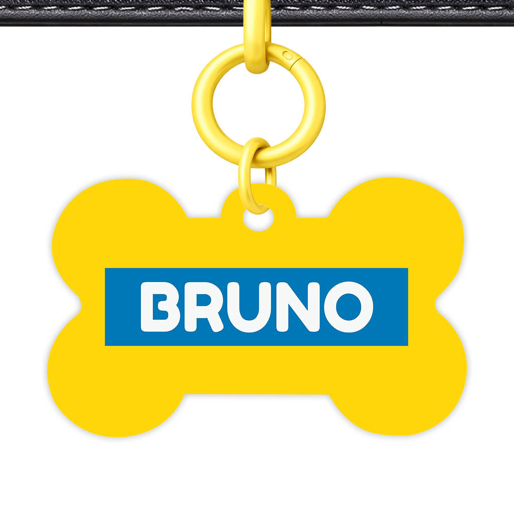 Yellow Bold QR Smart Pet Id Tag (Dog Tag & Cat Tag)