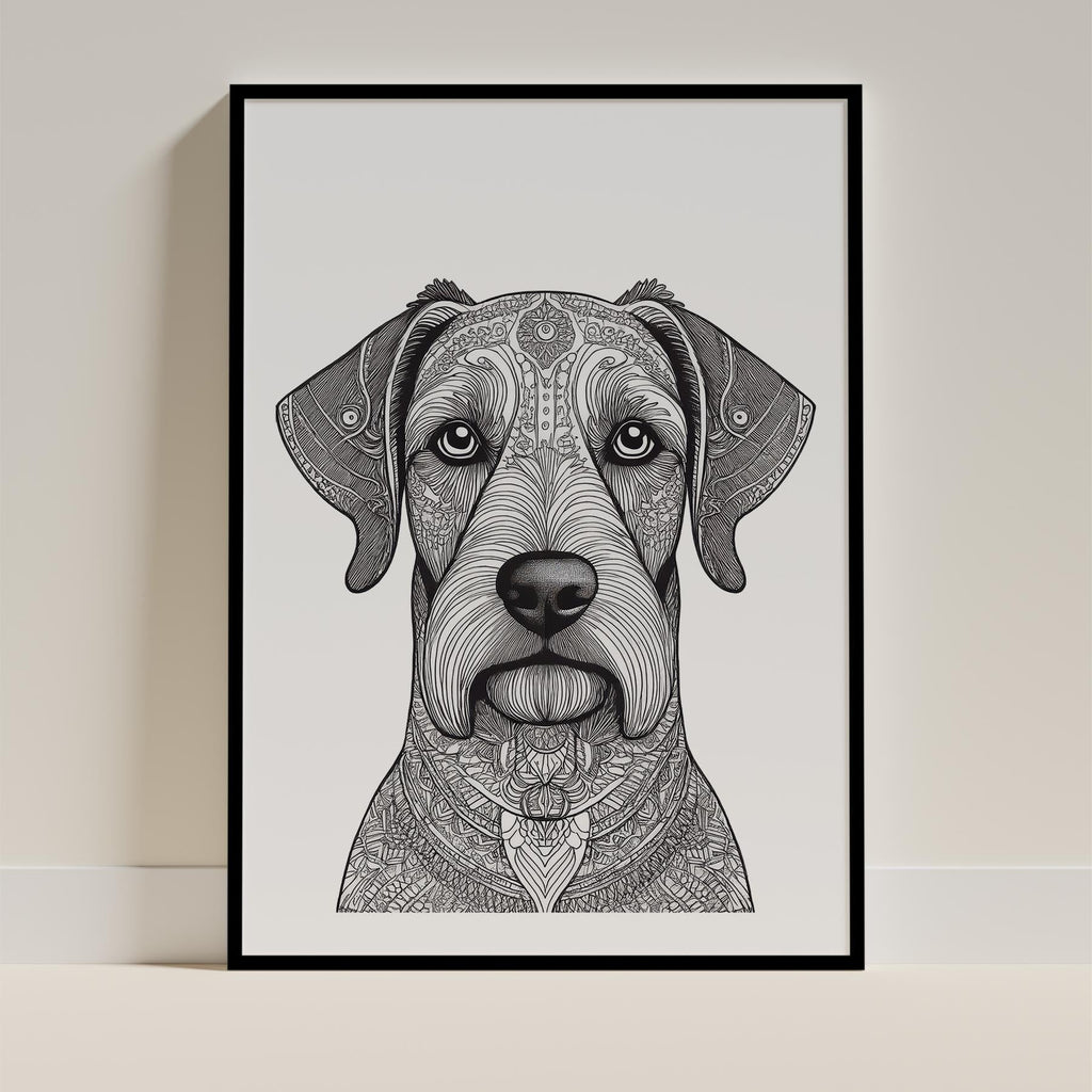 Black Russian Terrier Mandala Black and White Dog Series image 0