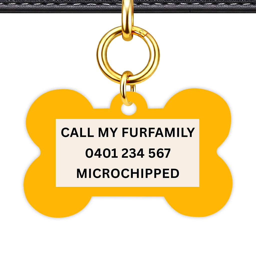 Mustard and Cream Classic Pet Id (Dog Tag & Cat Tag) Orange and Navy