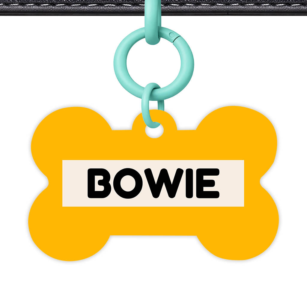 Mustard and Cream Classic Pet Id (Dog Tag & Cat Tag) Orange and Navy