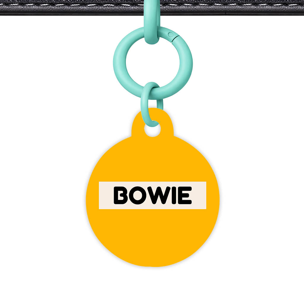 Mustard and Cream Classic Pet Id (Dog Tag & Cat Tag) Orange and Navy