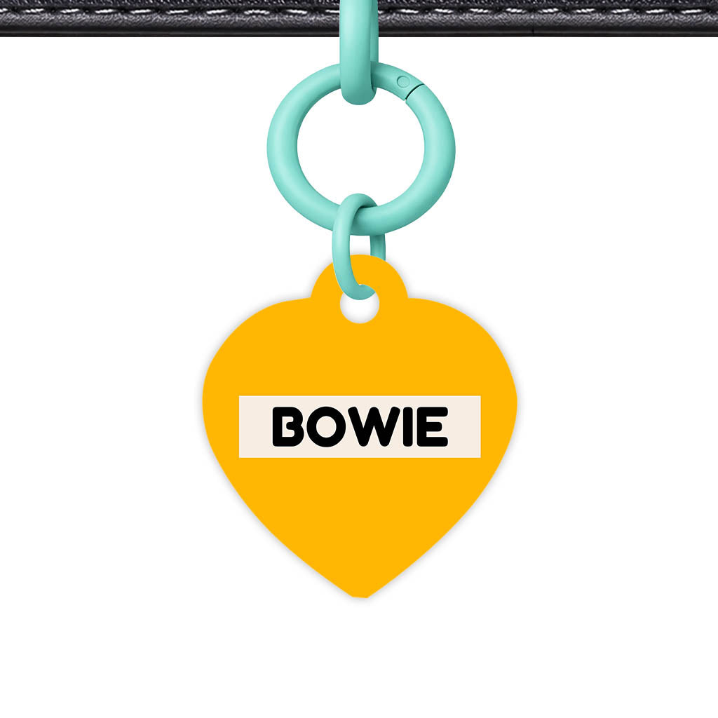 Mustard and Cream QR Smart Pet Id Tag (Dog Tag & Cat Tag) Orange and Navy