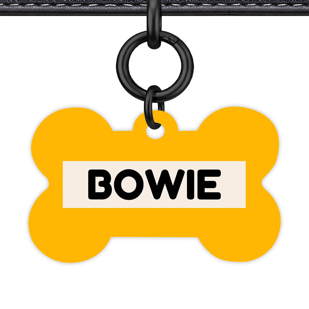 Mustard and Cream QR Smart Pet Id Tag (Dog Tag & Cat Tag) Orange and Navy