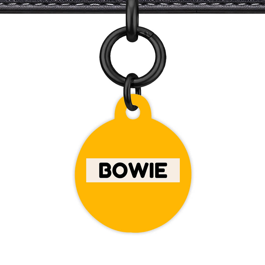 Mustard and Cream QR Smart Pet Id Tag (Dog Tag & Cat Tag) Orange and Navy