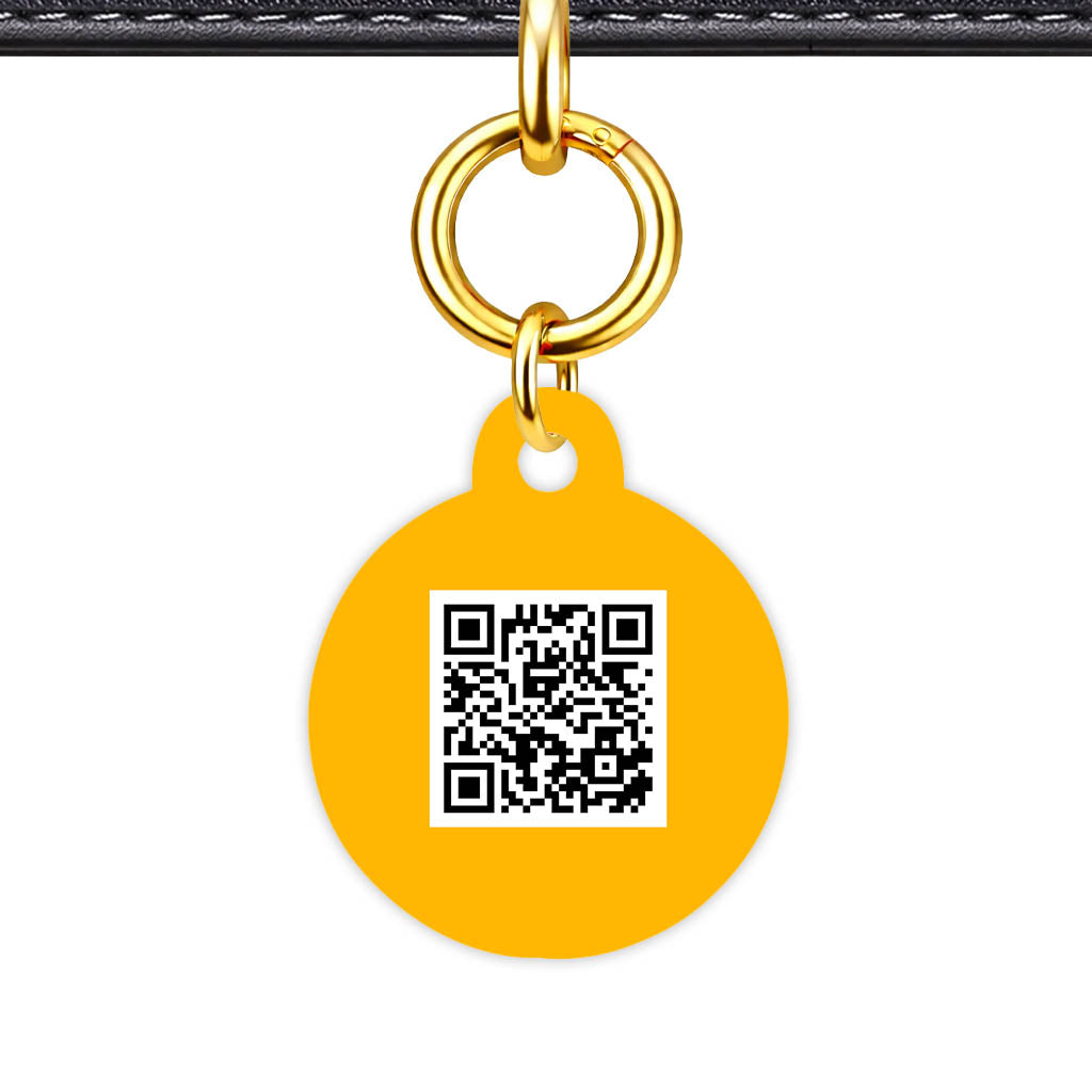 Mustard and Cream QR Smart Pet Id Tag (Dog Tag & Cat Tag) Orange and Navy