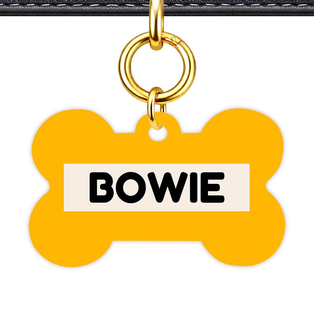 Mustard and Cream Classic Pet Id (Dog Tag & Cat Tag) Orange and Navy