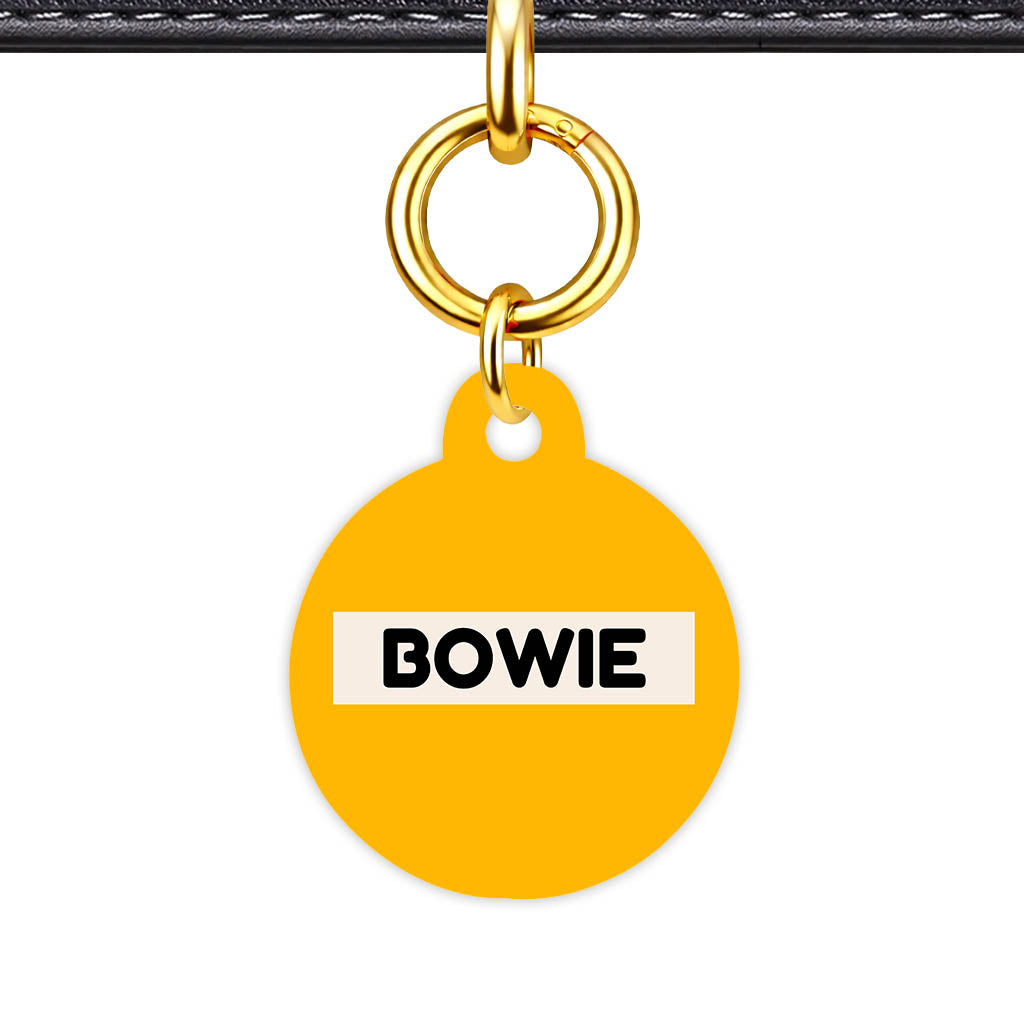 Mustard and Cream QR Smart Pet Id Tag (Dog Tag & Cat Tag) Orange and Navy