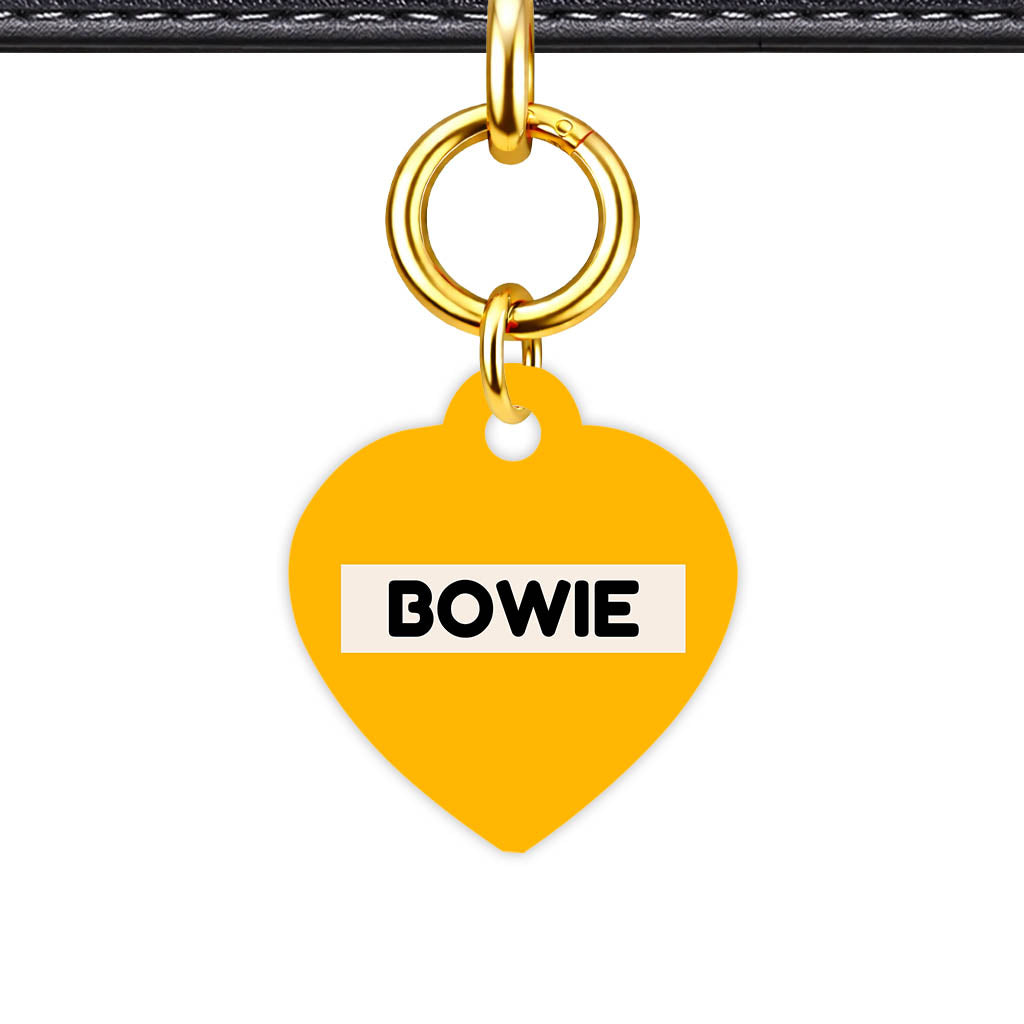 Mustard and Cream Classic Pet Id (Dog Tag & Cat Tag) Orange and Navy