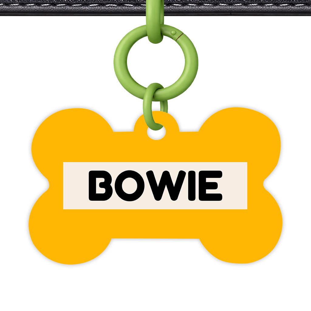 Mustard and Cream QR Smart Pet Id Tag (Dog Tag & Cat Tag) Orange and Navy