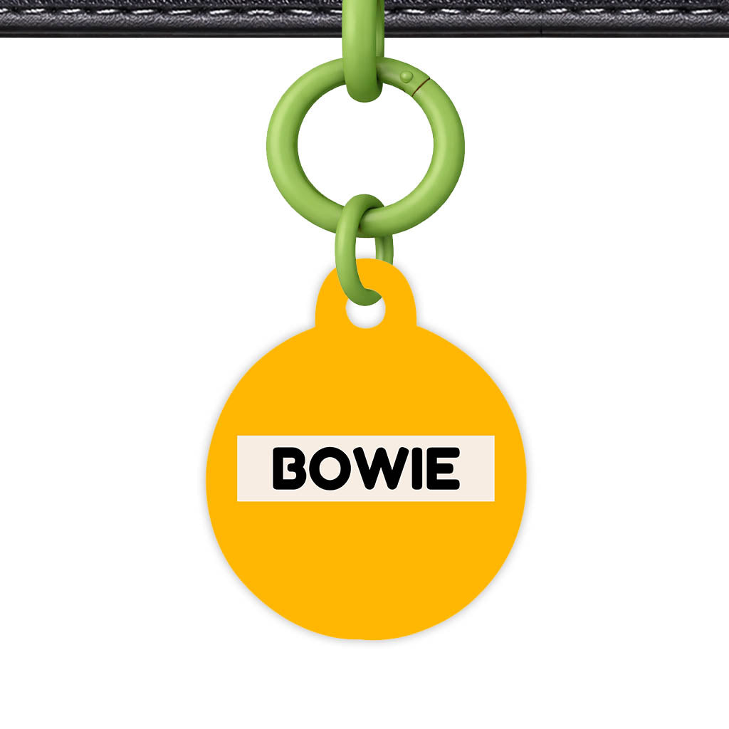 Mustard and Cream Classic Pet Id (Dog Tag & Cat Tag) Orange and Navy