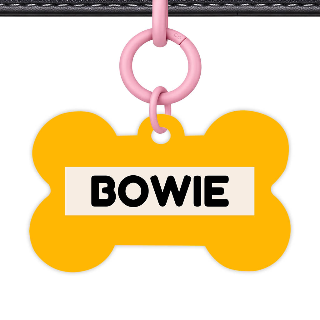 Mustard and Cream QR Smart Pet Id Tag (Dog Tag & Cat Tag) Orange and Navy