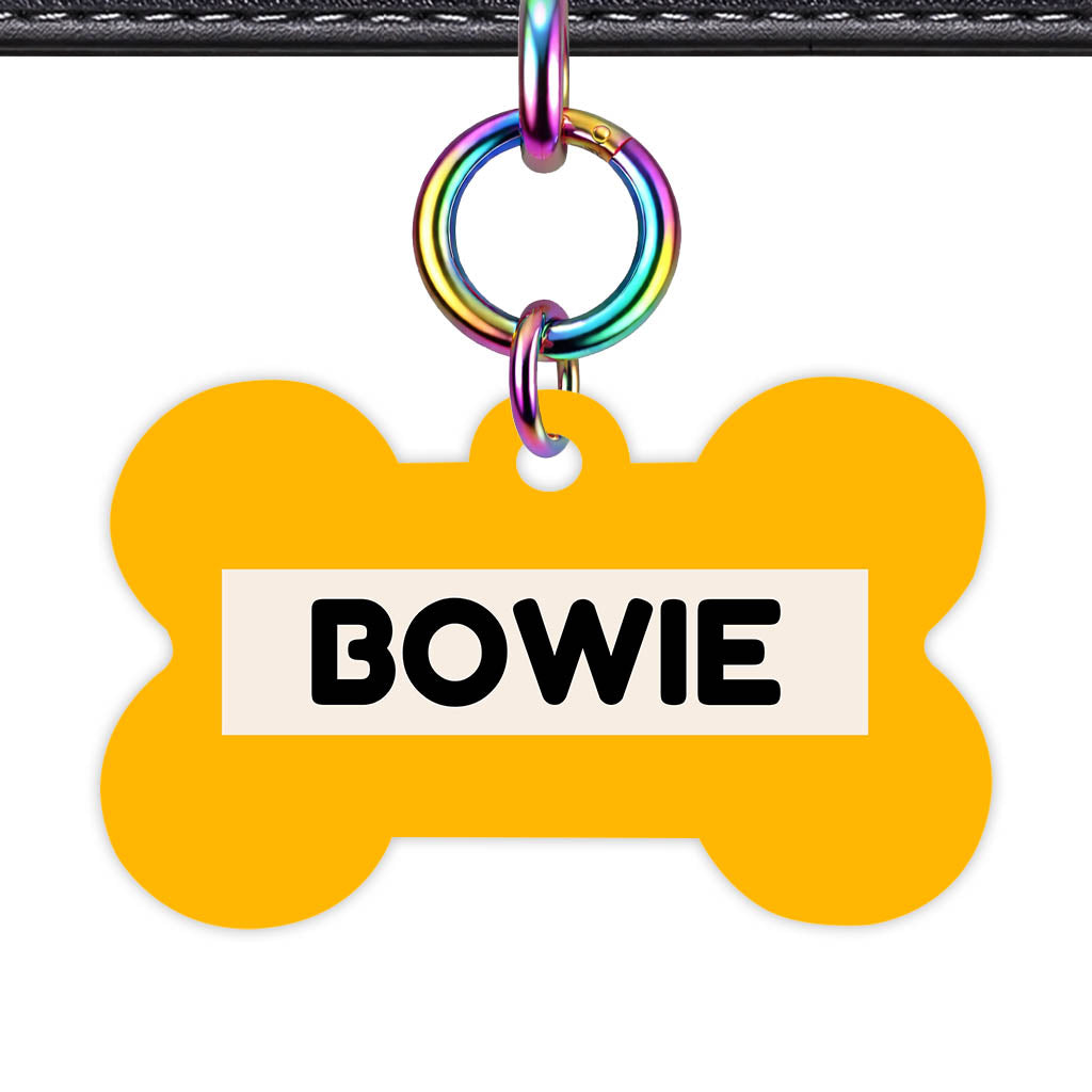 Mustard and Cream QR Smart Pet Id Tag (Dog Tag & Cat Tag) Orange and Navy