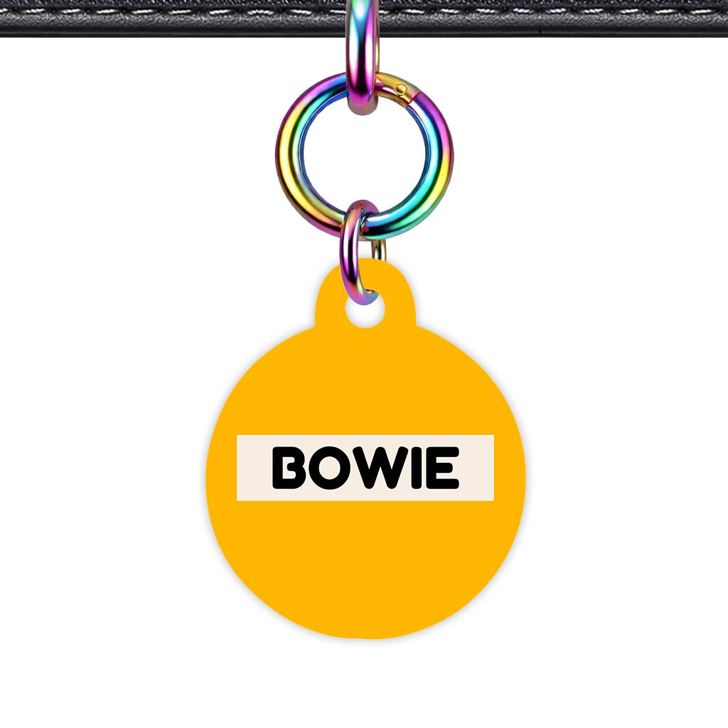 Mustard and Cream QR Smart Pet Id Tag (Dog Tag & Cat Tag) Orange and Navy