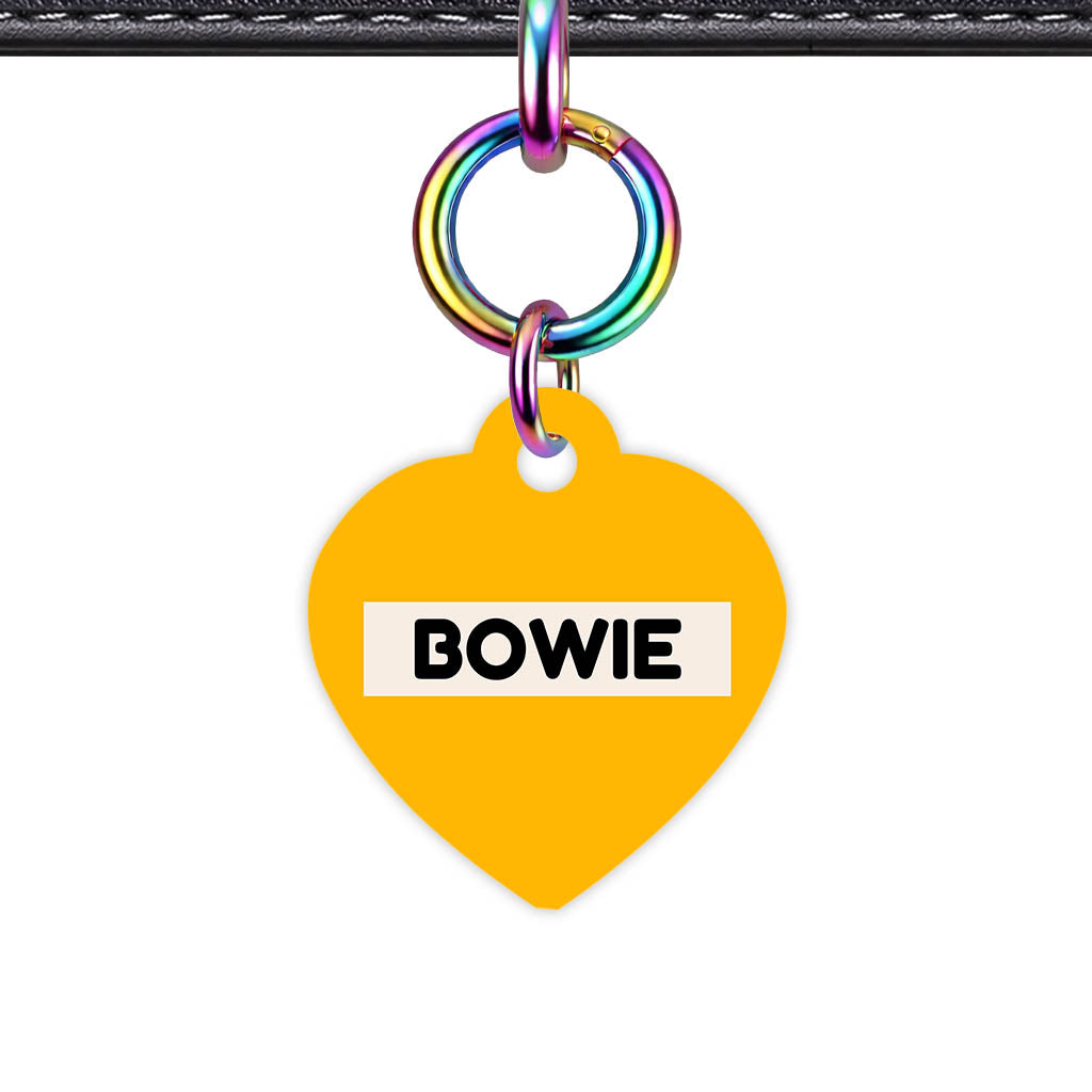 Mustard and Cream Classic Pet Id (Dog Tag & Cat Tag) Orange and Navy