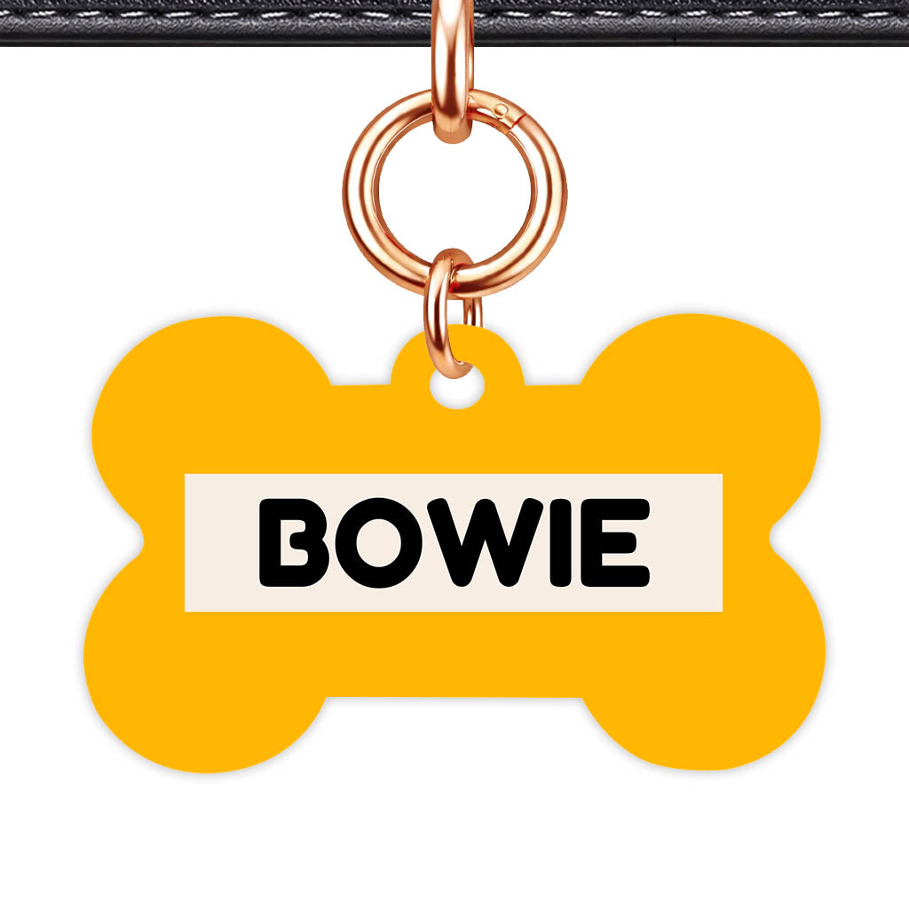 Mustard and Cream Classic Pet Id (Dog Tag & Cat Tag) Orange and Navy