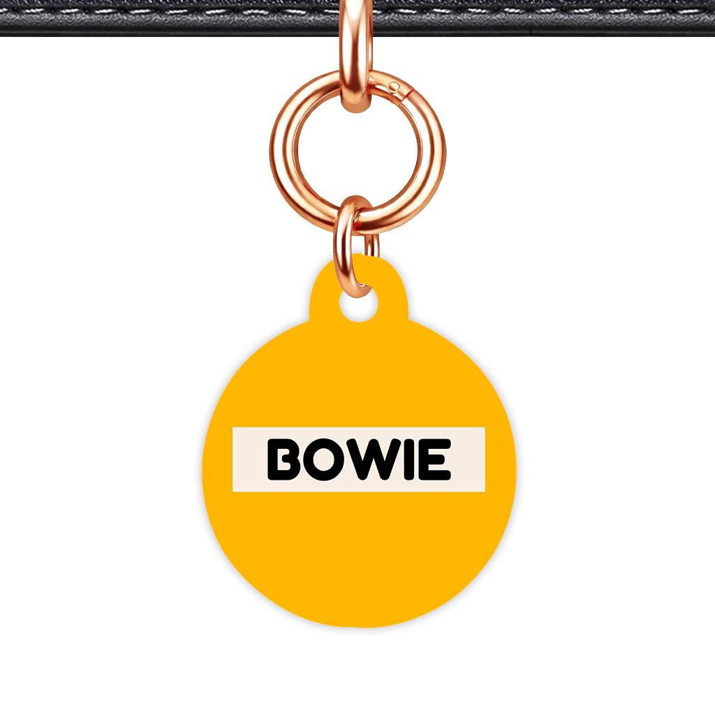 Mustard and Cream QR Smart Pet Id Tag (Dog Tag & Cat Tag) Orange and Navy